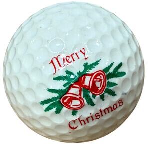 Vintage 80s PING Karsten Golf Ball #1 Merry Christmas Red White